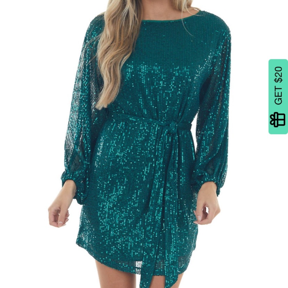 Sequin Bubble Sleeve Dress